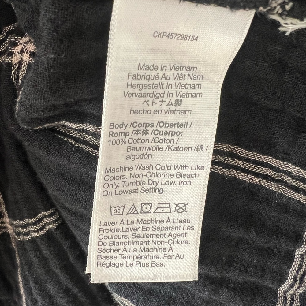 Madewell Lightspun Evert Pullover Top in Windowpane Plaid True Black Size Small - Picture 8 of 9